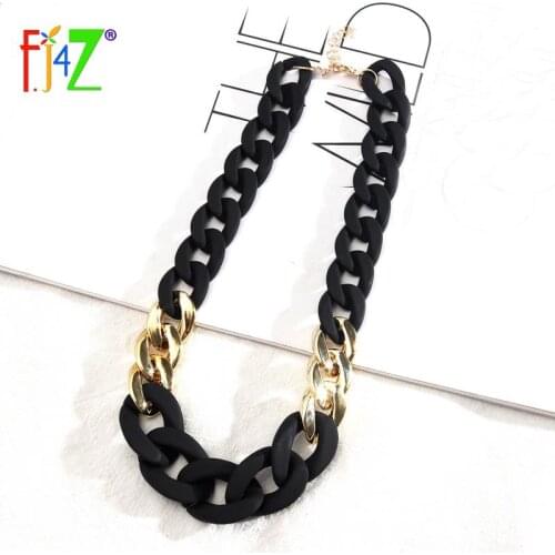 F.J4Z Hot Trend Necklace for Women Korean Punk Thick Resin Cuban Chain Collar Lady Party Jewelry бижутерия 2021