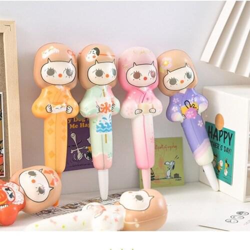 Kawaii Kimono pen Squishy Stress relief Toys Slow Rising Black Pen 0.5mm Antistress Pen Decompression Toy for Children kids Gift