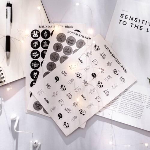 Mohamm 1Pc Ins Morandi Style Round Smile Sticker Sealed Notebook Hand Account School Supplies