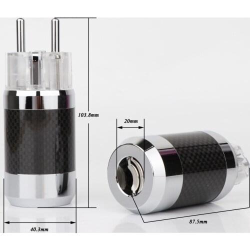 Hi-end Brass Schuko Power Plug IEC Female Audio Grade DIY Power Cable Leads HIFI Carbon Fiber EU Rhodium Plated Power Connector