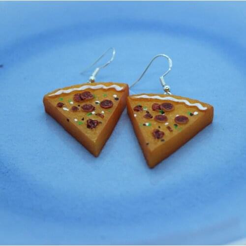 1 Pair Cute Resin Pizza Women Earrings Anti-allergy Ear Hook Mini Artificial Food Earring Jewelry Crafts