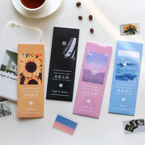 3pcs/pack Ins Style Colorful Girlish Sunflower Sky Ocean Stickers Creative Bullet Journal Scrapbooking Deco Stickers