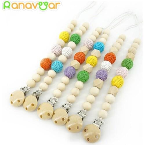 Natural Pacifier Clips Gift Dummy Handmade Safe Wooden Pacifier Chain Holder Baby Nipple Feeding Garment Wooden Clip NZL06