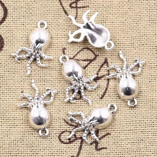 20pcs Charms Octopus 21x15mm Antique Silver Color Pendants DIY Necklace Crafts Making Findings Handmade Tibetan Jewelry