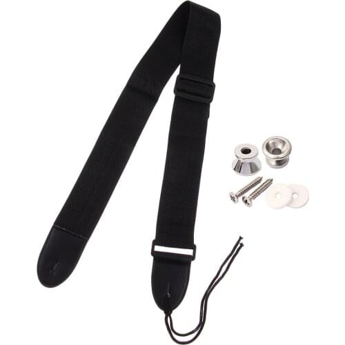 Adjustable Nylon Guitar Strap with PU Leather Ends&2pcs Strap Lock for Acoustic Folk Guitar