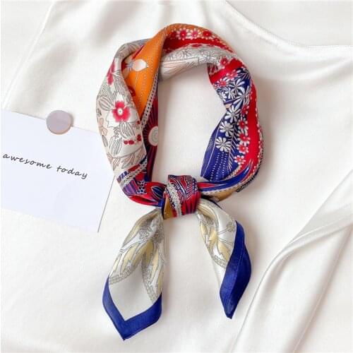 Real Silk Scarf Small Neck Hairband Women Bandana Design Print Female Spring Neckerchief High Quality Female Foulard New 2021