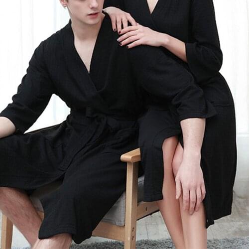 Open Stitching Fabulous Skin-friendly Male Bathrobe Loose Men Pajamas Solid Color for Night