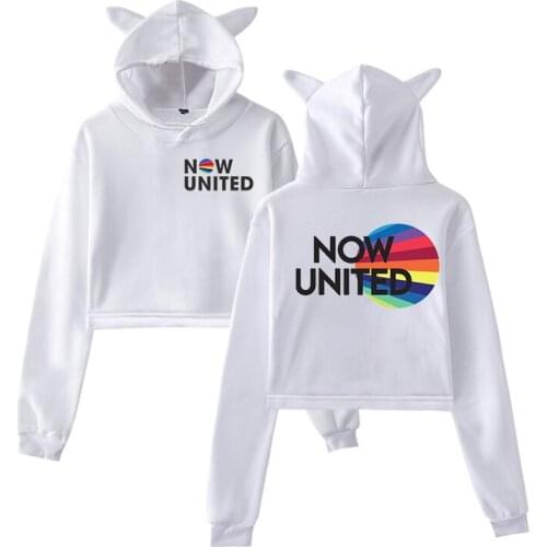 Now United Hoodie oversized Sweatshirt UN Team 2020 Now United - Better Album Cat Hoodie Women Pullover Girl Cat Crop Top Pink