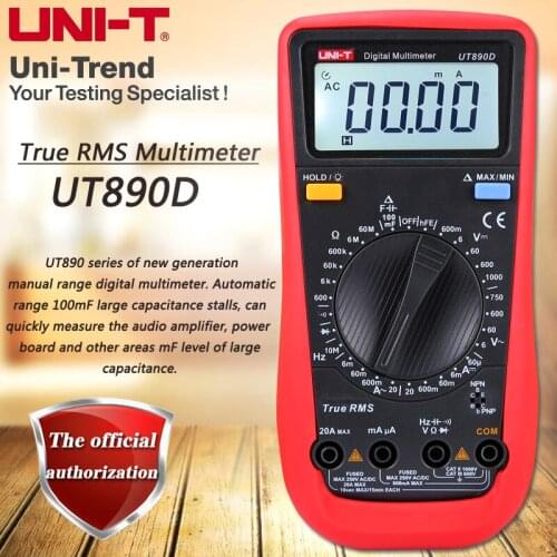 UNI-T UT890D True RMS Multimeter Resistance / Capacitance / Frequency Tester Diode Test LCD Backlight