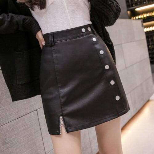 Zipper Pu Mini Korean Fashion High-Waisted Vintage Spring Autumn Summer WomenS Clothing Skirts Vetement Femme 2021