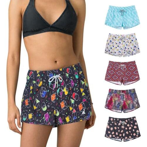 Women Summer Swim Shorts Quick Dry Fabric Women Beach Board Shorts for Swimming Surfing Women Swimsuit Shorts with Back Pockets