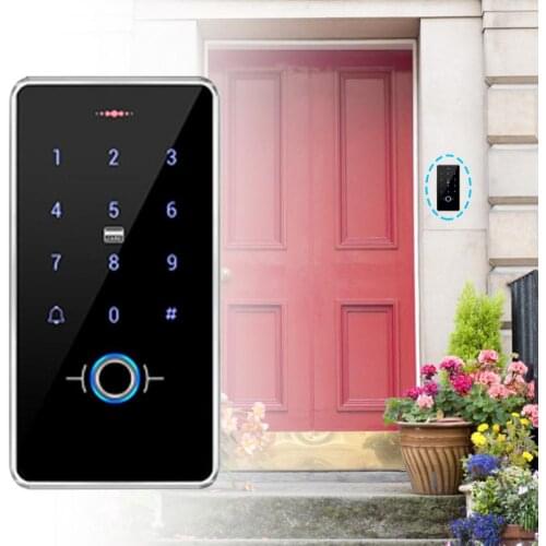 1 Set AD-F20TZ-01 Door Access Kit IP68 Waterproof 180kg Magnetic Lock with 10 Keyfobs DCes 12V Safe Fingerprint Identification A