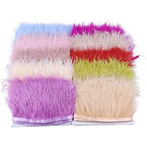 1Meter High Quality Ostrich Feathers Trim 6-8CM Fluffy Colorful Plumes For Crafts Wedding Clothes Decoration Sewing Accessories