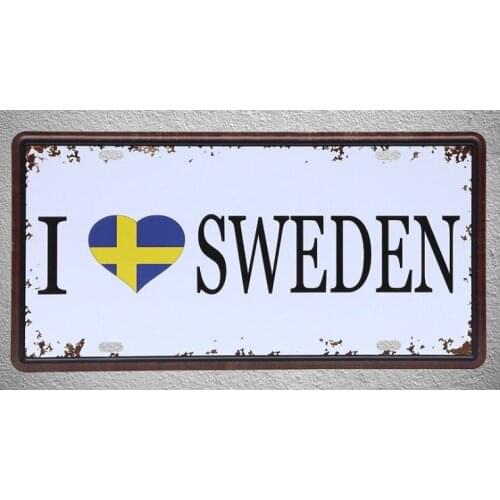1 pc I love Sweden cup Football World Ibrahimovic plaques Tin Plates Signs wall man cave Decoration Metal Art Vintage Poster