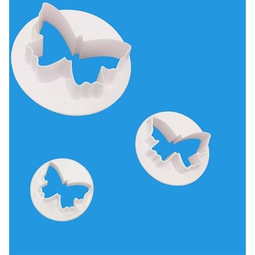 3PCS Facemile Plastic Butterfly Cake Biscuit Fondant Decorating Cookie Plunger Cutter DIY Christmas Baking Mold Decorating