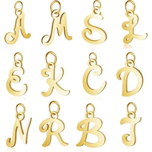 5pcs/lot 100% Stainless Steel Alphabet Charms Vnistar Initail Handmade Jewelry Finding Supplies A-Z English Letter Pendants