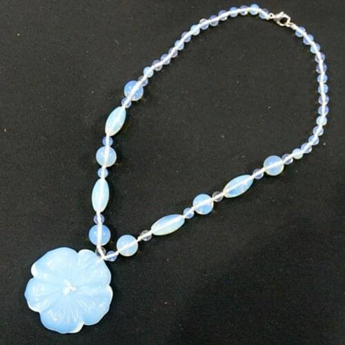 6pcs Boho Colorful Necklace Natural Stone Opalite Carve Flower Agates Beads Hand Knot Rope Accessories Necklaces For Women Free