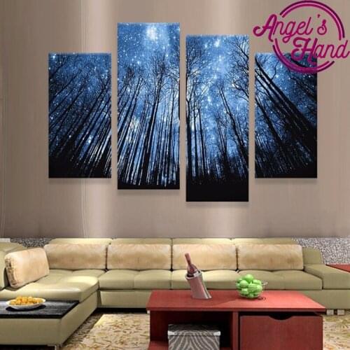 5d diy diamond painting natural scenery Red Tree full square drill diamond embroidery mosaic triptych home decor stickers 4pcs