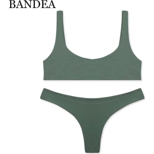 BANDEA brand bikini set sexy swimsuit women solid sport bikini brazilian swimwear thong bikini trajes de bano women KM055