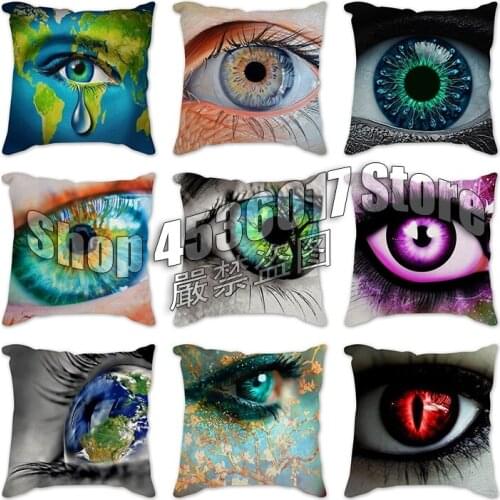 Crying eyes Cushion Cover Black and White Polyester Throw Pillow Case Art Cushion Covers Home Decor Cushion Pillowcase Sofa