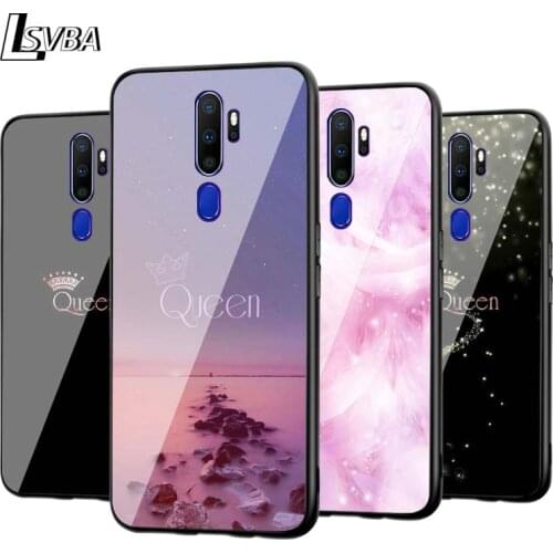 For OPPO A5 A9 2020 F7 Phone Cover Shell King Queen Feather for OPPO Reno 2 Z 2Z 2F 3 4 Pro 5G Bright Black Phone Case