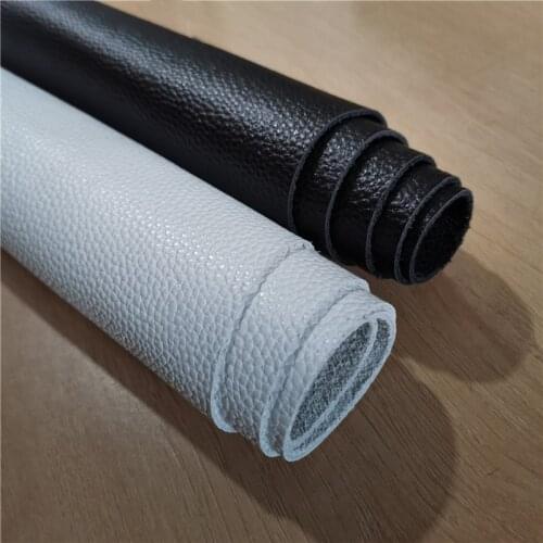 Black White Top Layer Lychee Pattern Whole Sheet Cowhide Leather Backpack Handbags DIY Thick Soft Leather Fabric