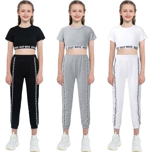 Kids Girls Ballet Dancewear Workout Gymnastics Outfits Sets Sport Bra Top Tank Tops with Pants Leggings Set Sportswear Outfits