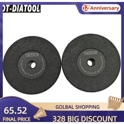 DT-DIATOOL 2pcs M14 Vacuum Brazed Diamond Flat Grinding Wheel Grit #30/40 For Grinding Shaping Beveling Granite Marble Concrete