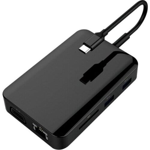 Kphrtek 1 pcs 9in1 USB C Hub Dual USB 3.0 Type C Adapter Cable HDMI PD Charge for MacBook Pro