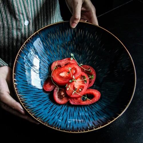 Nordic ceramic salad bowl characteristic creative home large ramen bowl Japanese restaurant hotel commercial tableware 9.5 inch