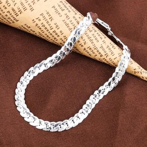 Classic Silver Color Chain Mens Bracelet Link Charm Luxury Bracelets Fashion Jewelry for Women Best Gift Wholesale Bulk D013