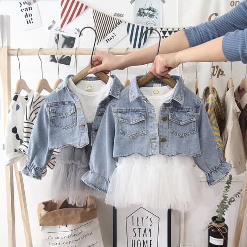 Jeans Jacket and Dress Set for Girl 2019 Autumn Casual Short Denim Jacket Princess Clothing Fashion Toddler Girls Jacket sets
