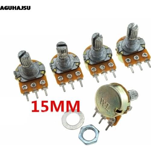 10PCS WH148 Potentiometer Kit Single Joint B1K 2K 5K 10K 20K 50K 100K 250K 500K 1M ohm 3Pin 15mm Shaft With Nut And Washe