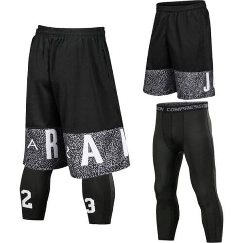 Compression Men Basketball shorts Sets Sports Gym Workout Shorts For Male Breathable Soccer Exercise Running Fitness tights