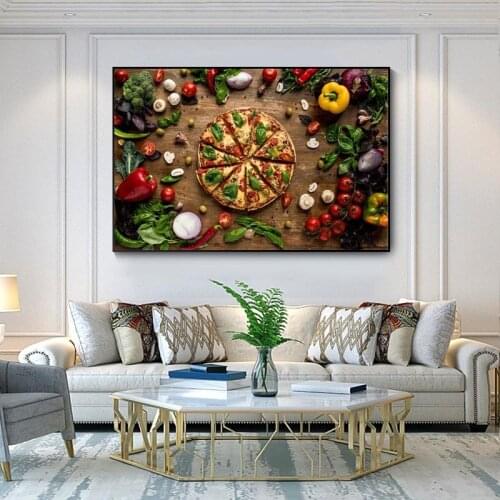 Creative Love Pizza Wall Decor Art Canvas Prints Realist Organic Vegetables Decorative Canvas Paintings For Kitchen Wall Decor