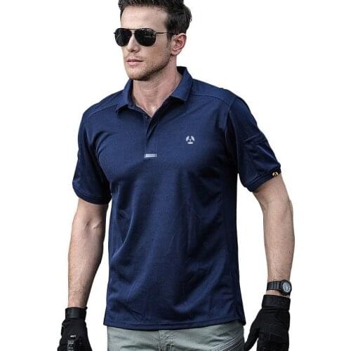 Summer Mens Breathable Quick Dry Lapel T-Shirt Male Outdoor Sports Hiking Short Sleeve Tactical T Shirt Training Military Tops