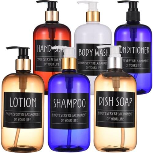 500ml Shampoo Bottle Refillable Shower Gel Storage Bottle Push-type Bathroom Portable Soap Bottle Household Liquid Storage Bott