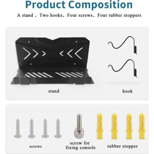 Wall Mount Holder Bracket Hanger Storage Stand For PS5 Host Headset With 2 Hooks Console Gamepad Game Accessories