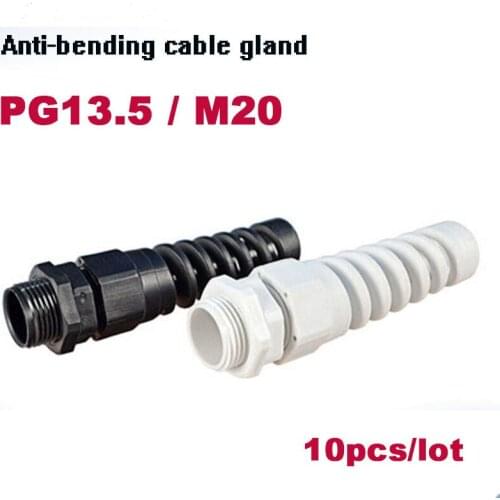 M20 PG13.5 10pcs Nylon Cable conduit Gland 5-9mm thread wire gland Plastic Flex Spiral Relief cable connection Free shipping