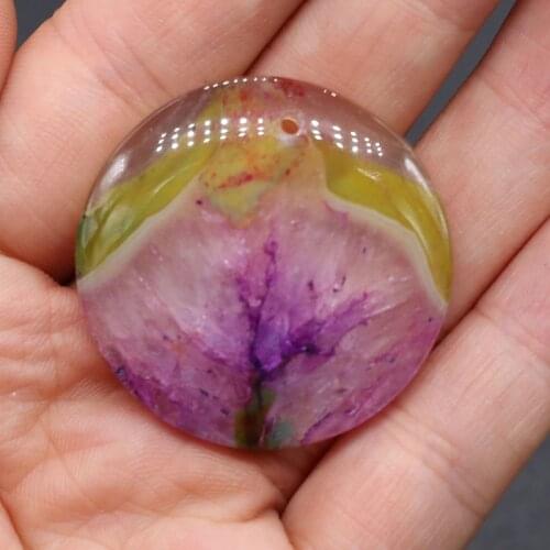 New Natural Stone Pendant Round Two-color Agates Pendant Necklace For DIY Jewelry Best Birthday Gift Size 38x38mm