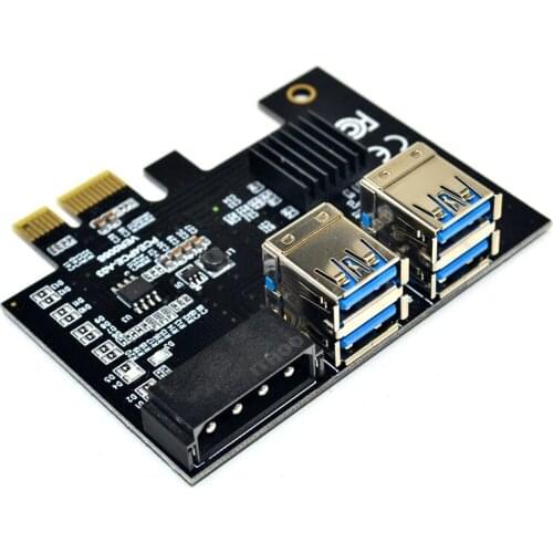 PCI-E 1 to 4 Expansion Card PCI-E 1X to 16X 4 Port Dual Layer USB3.0 Graphics Adapter Expansion Card for BTC Mining