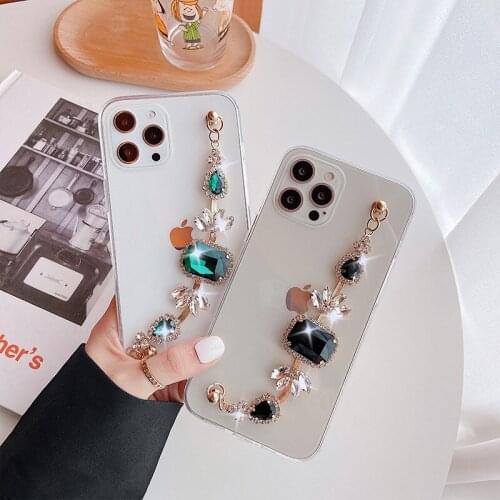 Clear Case For iphone 11 pro Max 12 Mini Case Luxury Rhinestone Strap Case For Iphone 6 7 8 Plus X XS MAX XR Cover Diamond Coque