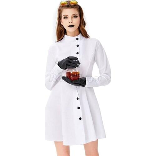 S-L Halloween Crazy Female Scientist Doctor Nurse Chef Coat Cosplay CostumeC55M204