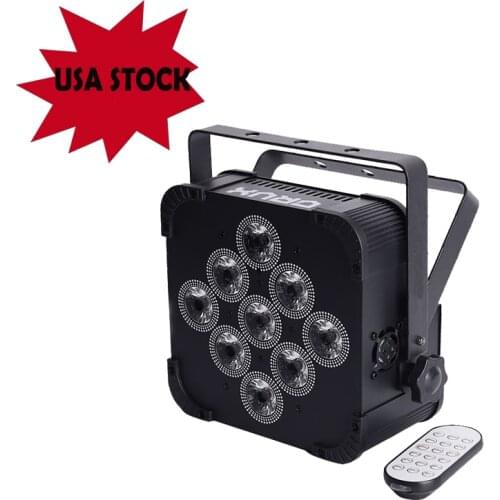 Hot Factory Stage Lights 9X18W 6in1 RGBAW+UV Battery Operated Wireless DMX LED Stage Par Light FOR DJ Lighting Event Flight Case