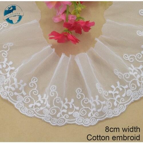 8cm wide Cotton embroid lace edge sewing ribbon guipure trim wedding lace DIY Garment Accessories french african doll lace#3959