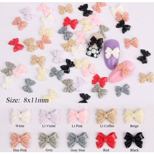 Mix color 8.5x11mmMatte Resin Bow knot Nail Art Rhinestone DIY Polish Manicure Nails Art personality Accessories