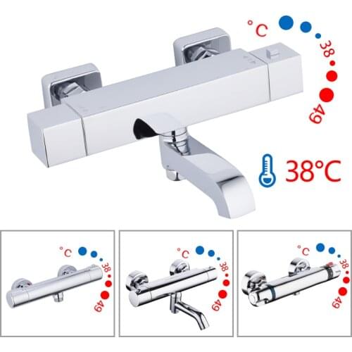 Shower Faucets bath mixer with thermostat wall mounted shower tub faucet thermostatic water mixer bath griferia