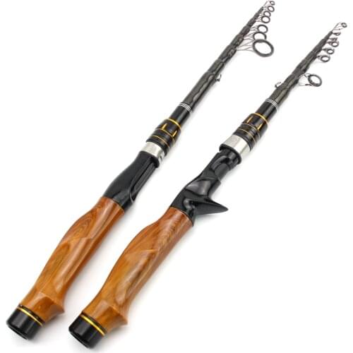 High Quality Carbon Spinning Casting Rod Travel lure Trout telescopic fishing rod Lure Weight 5-20g carp wooden handle pole