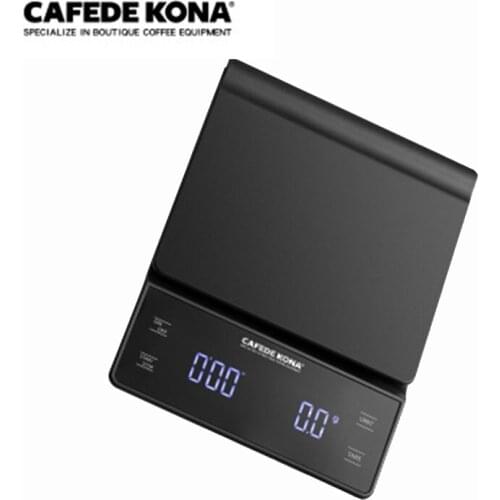 CAFEDE KONA Scale with Timer 3KG/0.1g Waterproof Electroni Coffee Scale Precision Drip Coffee Scale LED Smart Kitchen Scale