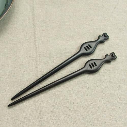 Creative Handmade Wooden Hairpin Simple Pipa Carving Shape Retro Chinese Hanfu Dress Headwear Hair Forks Sticks Hair Ornaments